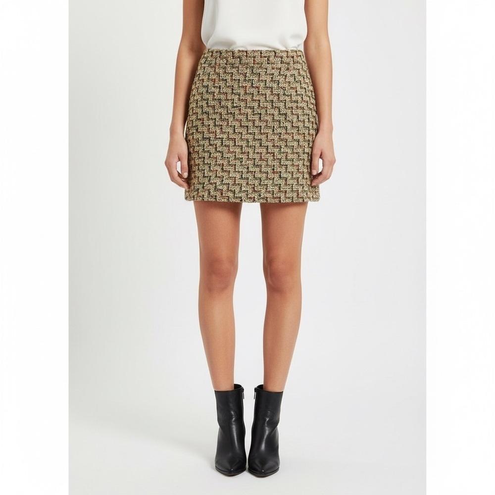 Zara Trafaluc Multicolor Metallic Gold Tweed Mini Skirt NWT size L